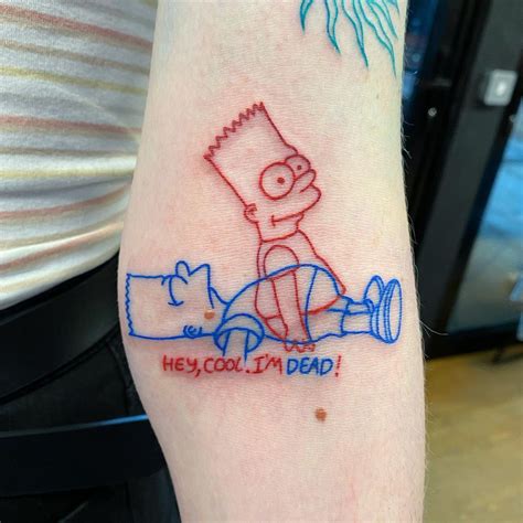 The clean lines and subtle shading bring her animated charm to life, making for a timeless and delightful tribute to the beloved character in inked form. . Minimalist simpsons tattoo